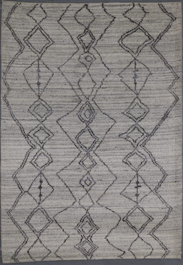 Grey Morrocan Style Handmade Wool Rug