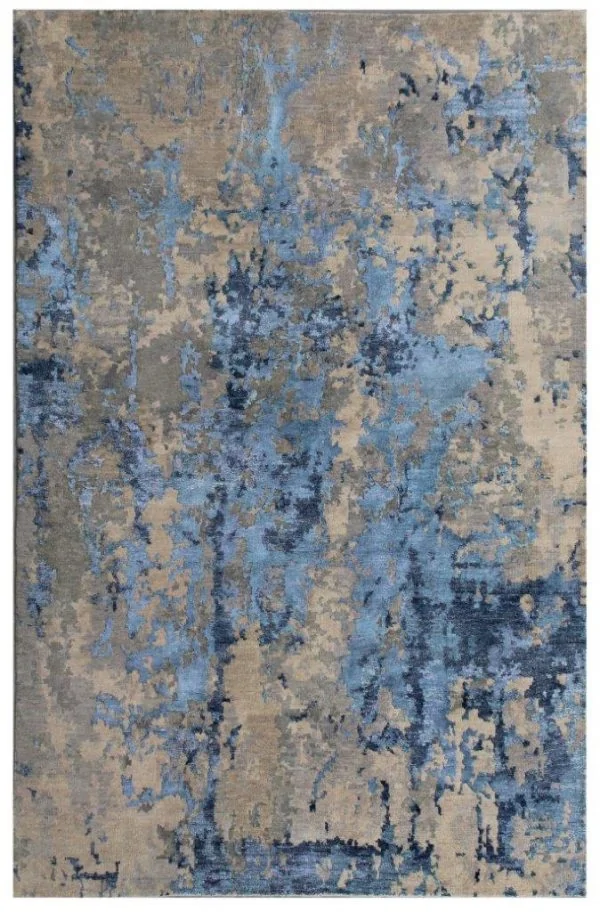 Abstract Blue Wool and Silk Rug India Sold(300×248)cm