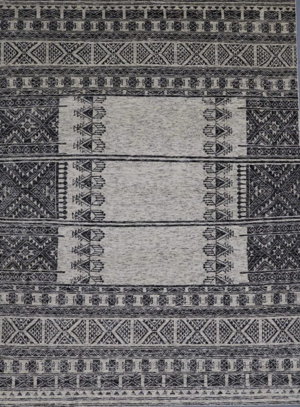 Geometric Grey Hand Knotted Area Rug 339×248