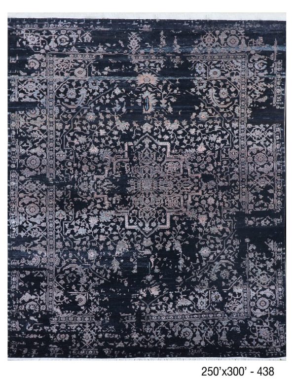 Transitional Black Wool and Silk German Dye India (244×305)cm