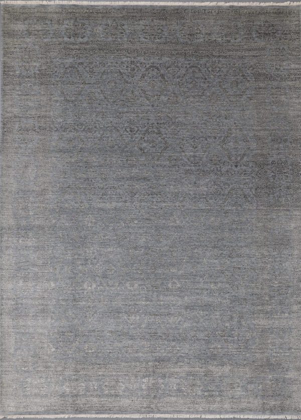 Transitional Hand Knotted Rug Barely There Wool & Bamboo Silk Indian(368×277)cm