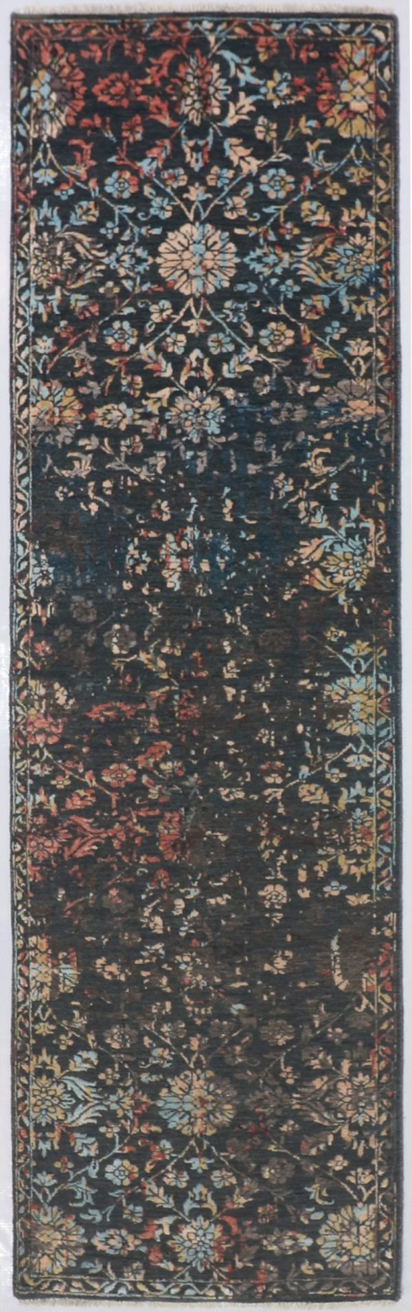 Transitional Hall Runner NZ Wool&Bamboo silk German Dye India (270×79) cm