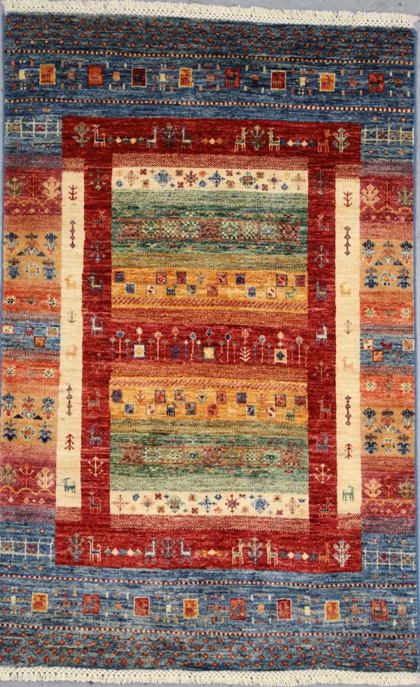 Pictorial Gabbeh hand knotted rug Weg Dye Afghan (152×98)cm