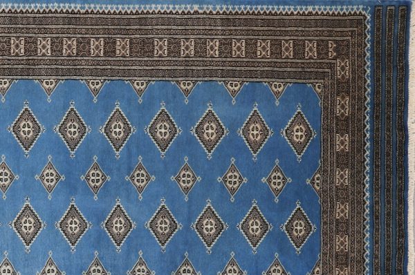 Sea Blue hand knotted Jaldar rug NZ Wool& Silk Weg Dye Pakistan (308 x 201)cm