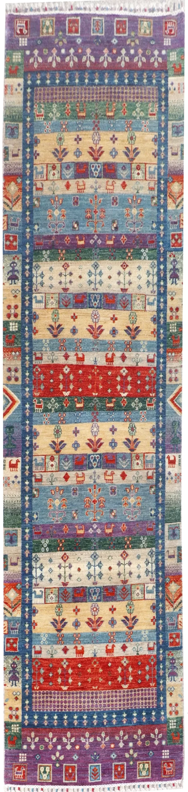 Violet Touch Gabbeh Hand Knotted NZ Wool Weg Dye Afghan (306 x 82)