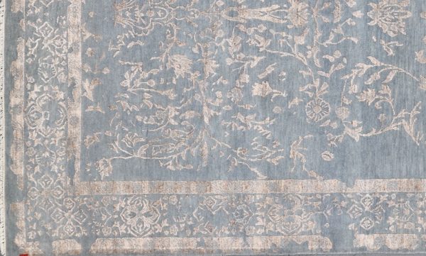 SOLD Opal colour Double hand Knotted Transitional NZ Wool & Silk Rug India (276 x 179)cm