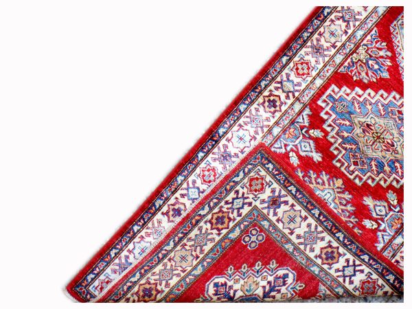 Scarlet Super Fine Kazak Runner NZ Wool Weg Dye Afghan (396 x 82)cm