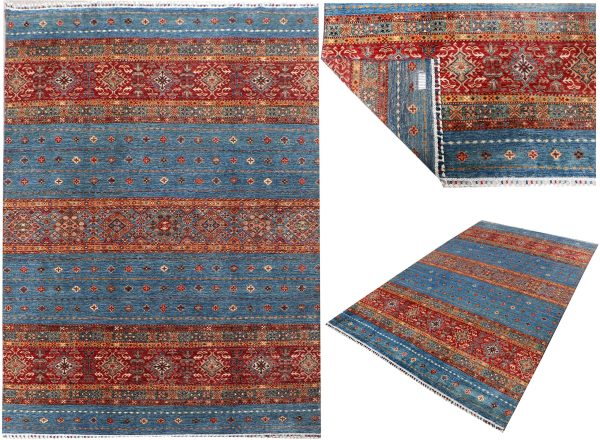 Sold Magic Blue Khorjin Hand Knotted NZ Wool Weg Dye Afghan (308 x 207)cm