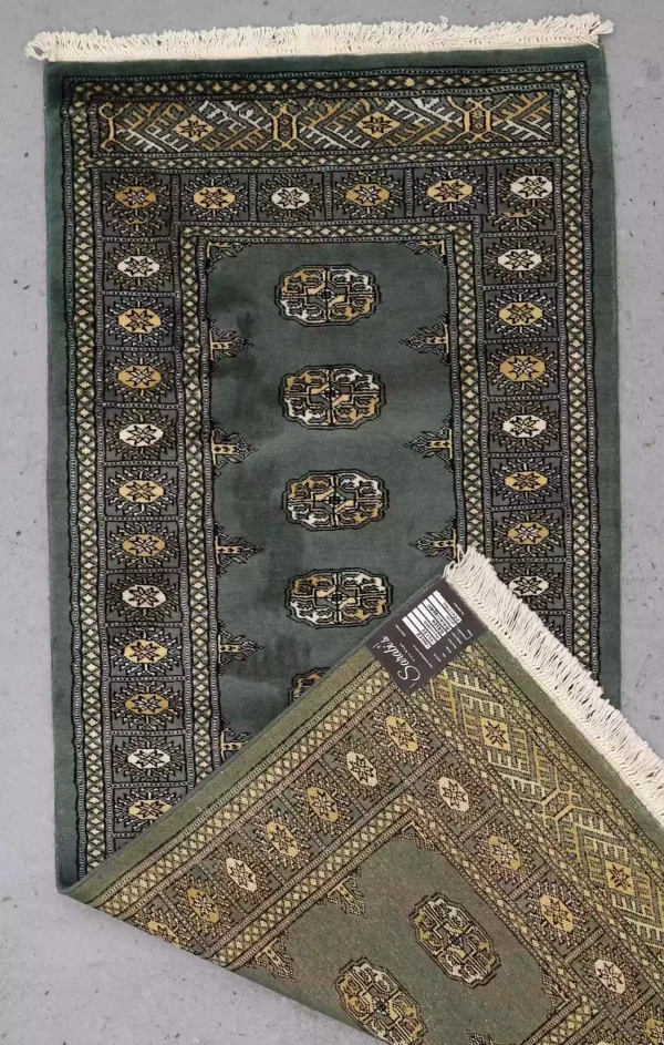 Trible Green Bokhara Runner NZ Handspan Wool &silk (196 x 82)cm