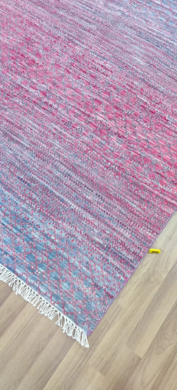 beautiful Pink Contemporary Double Hand Knotted Rug NZ Wool Weg Dye Agra India (437 x 311) cm