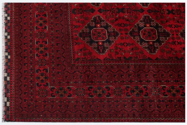Traditional Red Khamyab NZ Wool German Dye Double hand Knotted Afghan (569 x 295)