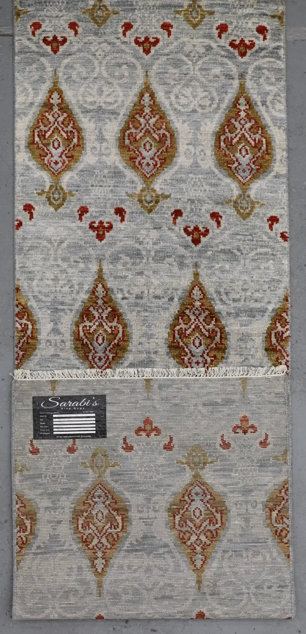 Contemporary Designer Hall Runner,Double hand Hnotted, NZ Handspan Wool,Weg Dye, India(302 x 94)cm