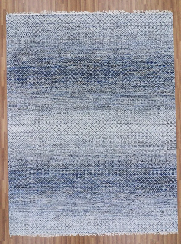 Blue Pebbled Grass Rug