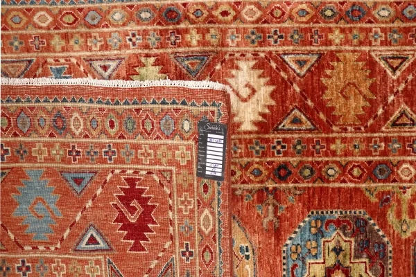Orange Waziri Rug ,Double hand Knotted, NZ Handspan Wool, Weg Dye, Afghan (429 x 303)cm