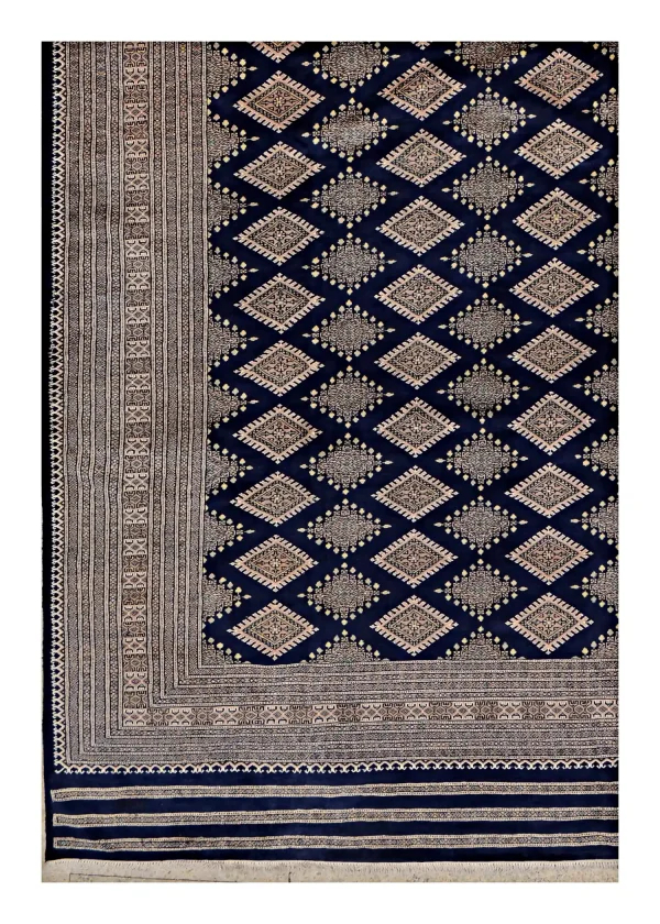 Nevi Blue Jaldar rug Hand Knotted ,NZ Wool & silk,Weg Dye ,Pakistan (415 x 306)cm
