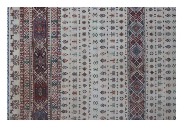 Cream Khorjin Designer Rug, Double hand knotted,NZ Wool,Weg Dye,Afghan (407 x 300)