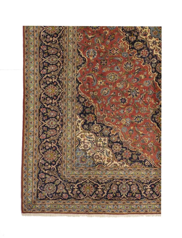 Earthy Terracotta Kashan Rug ,Double hand knotted,Weg Dye,Soft lamb Wool ,Iran (372 x 260)cm
