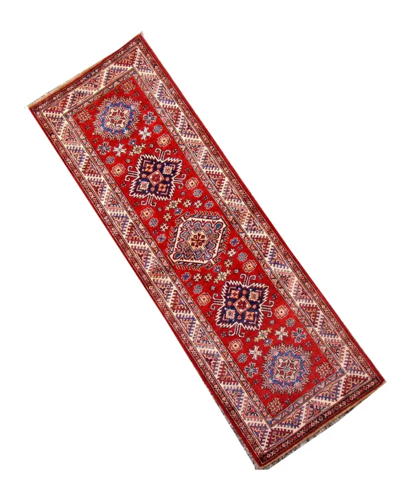 Red Super Fine Shirvan Runner, Double Hand Knotted, Soft Gazney Wool,Weg Dye,Afghan (225 x 73)cm