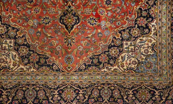 Earthy Terracotta Kashan Rug ,Double hand knotted,Weg Dye,Soft lamb Wool ,Iran (372 x 260)cm