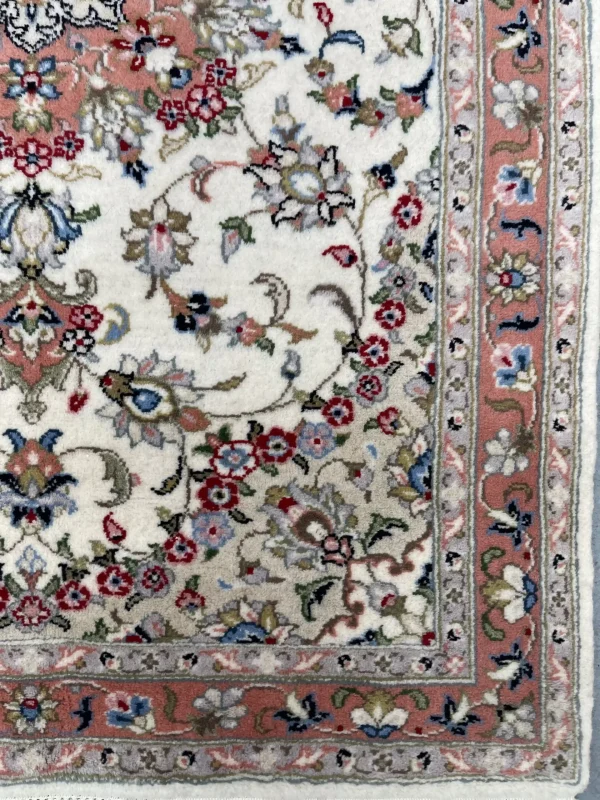 Peachy Yazd Rug ,Double hand Knotted, Lambb Handspan Wool, Iran (147 x 100)cm