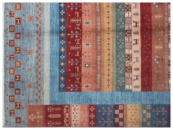 Multi Pictorial Gabbeh Designer Rug Double hand Knotted Fine lamb Wool Weg Dye Afghan (369 x 275)cm