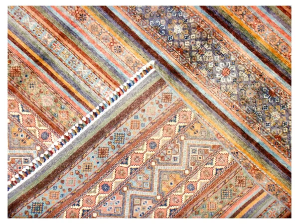 Colourful Khorjin Designer Rug,Double Hand Knotted,Fine NZ Wool Weg Dye Afghan(291 x 205)cm