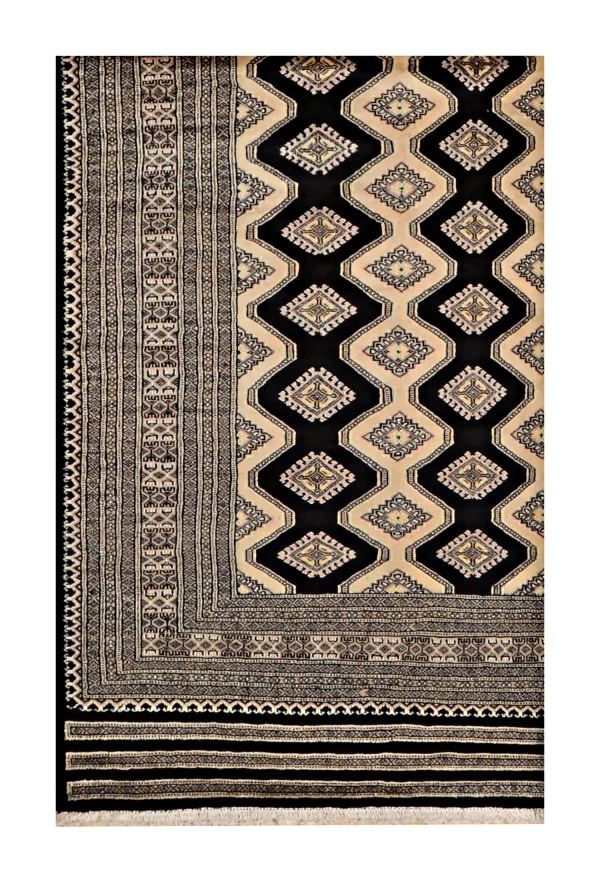 Black & Beige Jaldar rug < Hand Knotted ,NZ Handspan Wool&silk , Pakistan (312 x 202)cm