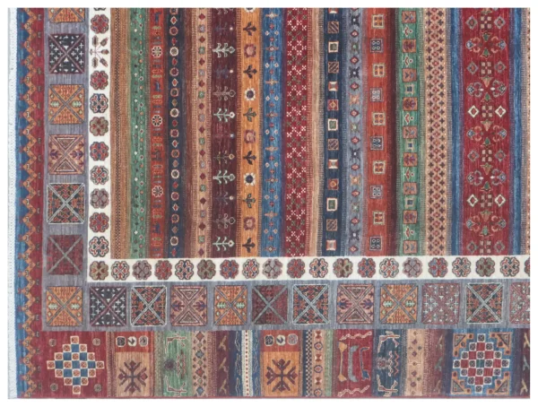Multi Color Gabbeh ,Double Hand Knotted,NZ Handspan Wool, German Dye,Afghan (355 x 271)cm