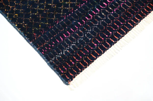 Blue Pink Contemporary Designer Rug ,Double hand Knotted, NZ Handspan Wool, Weg Dye, Agra (239 x 239)cm